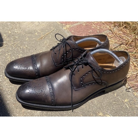 Men's MagnanniBrownish/Gray Leather Derby‎ Dress Shoes- Size 10.5- Very Nice